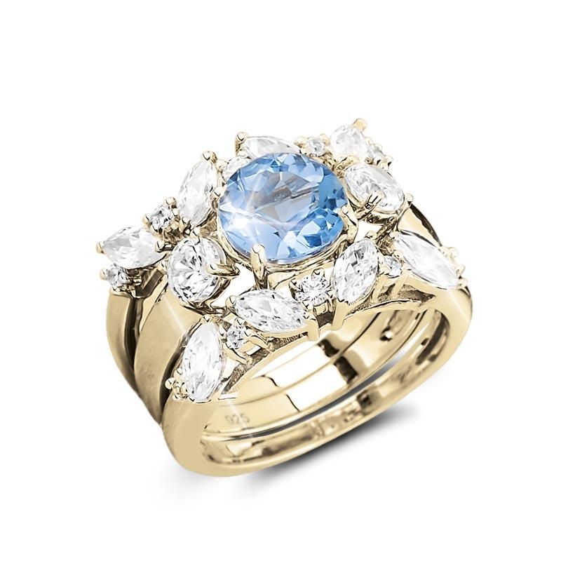 Isla Blue Topaz Trio Bridal Ring 7