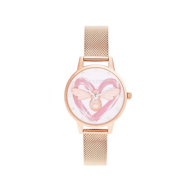 Olivia Burton You Have My Heart Rose Gold Watch OB16FB01 30 Rose Gold Stainless Steel