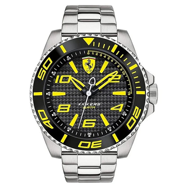 SCUDERIA Ferrari 0830330 XX KERS Analogue Black Dial Men’s Watch 44 Black Metal Bracelet