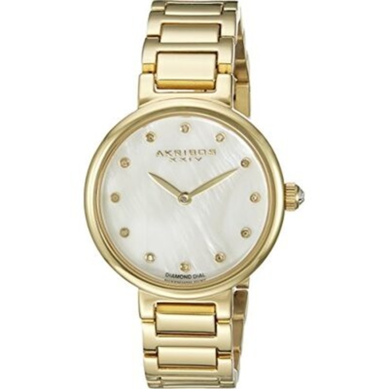 Akribos Xxiv Empire White Mother Of Pearl Dial Ladies Watch AK877YG