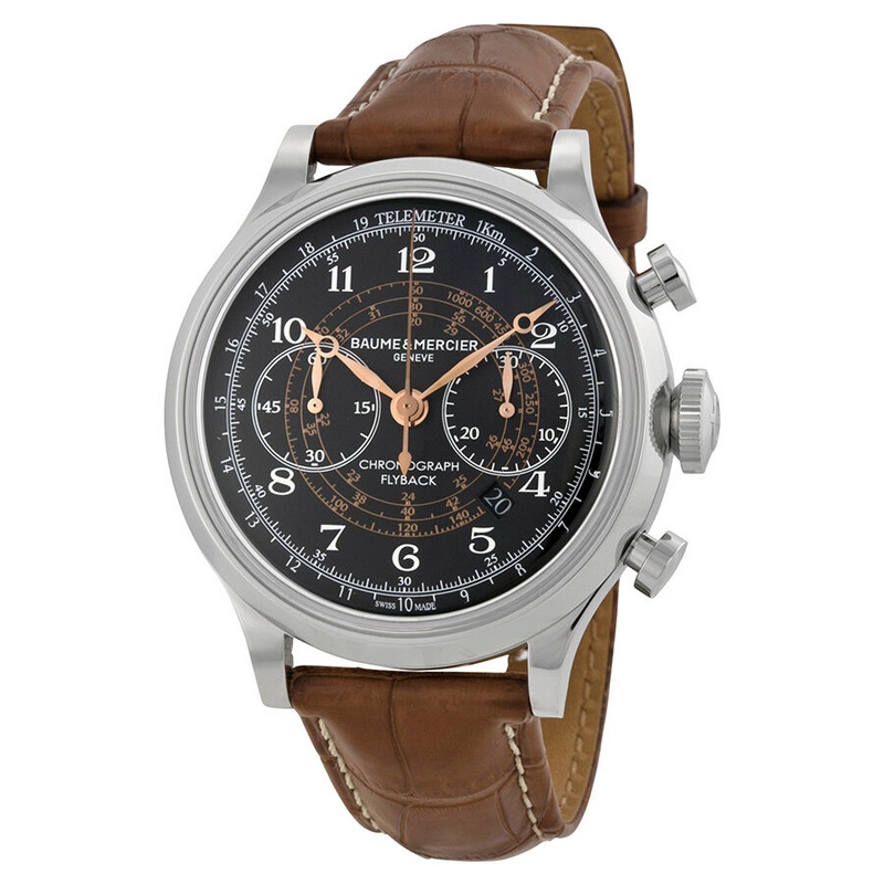Baume and Mercier Capeland Flyback Chronograph Black Dial Men’s Watch 10068