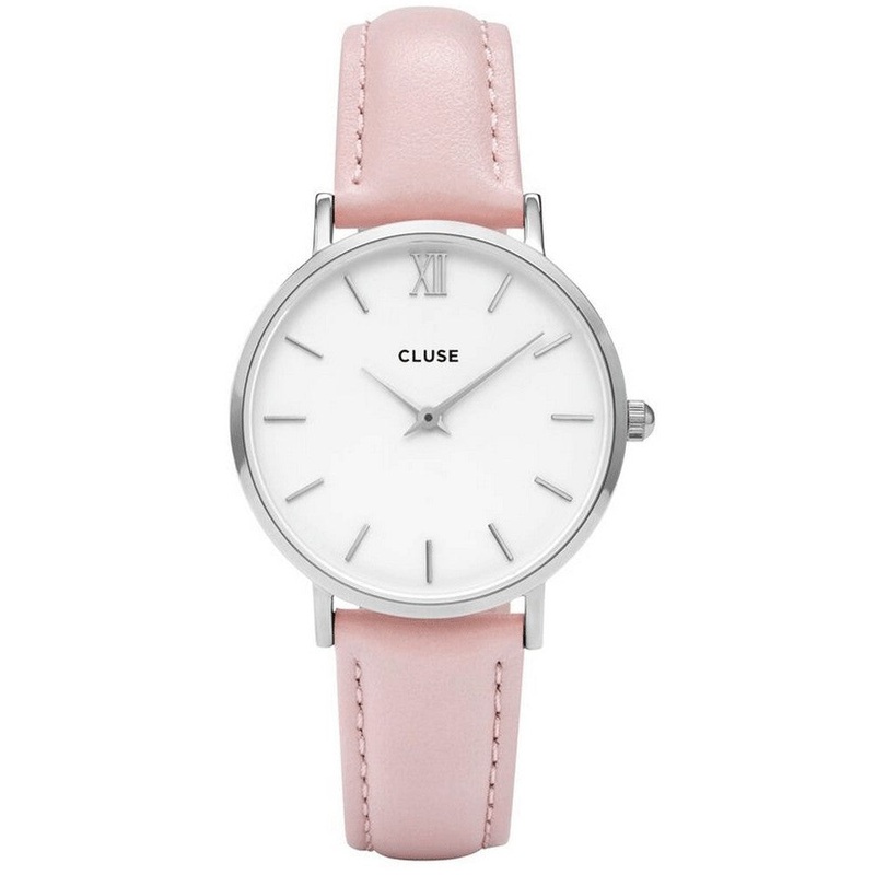 CLUSE CL30005 Minuit White Dial Pink Leather Women’s Watch 33 White Stainless Steel