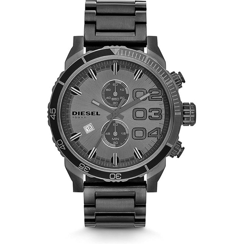 DIESEL DZ4314 Double Down Stainless Steel Chronograph Gunmetal Men’s Watch 48 Grey Stainless Steel