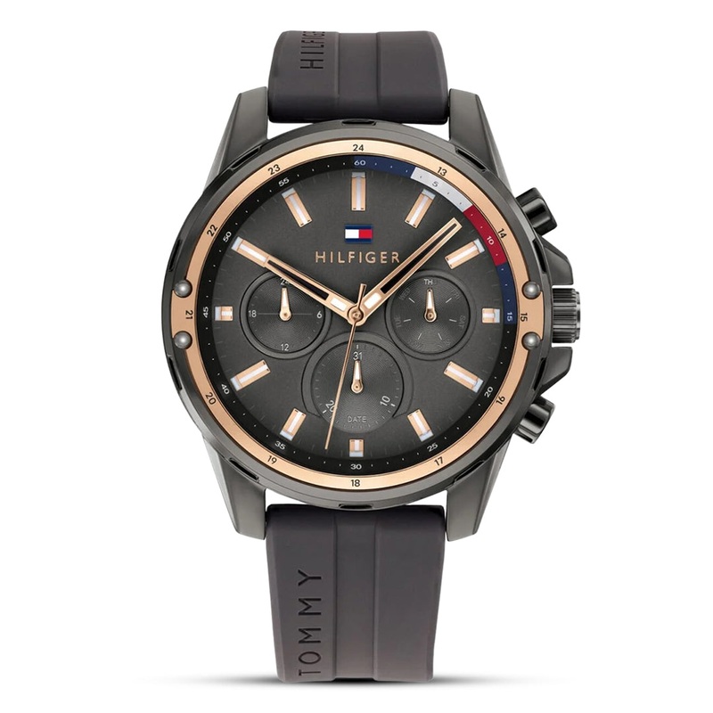 TOMMY HILFIGER MASON MULTI-DIAL GREY SILICONE MEN’S WATCH| TH1791792