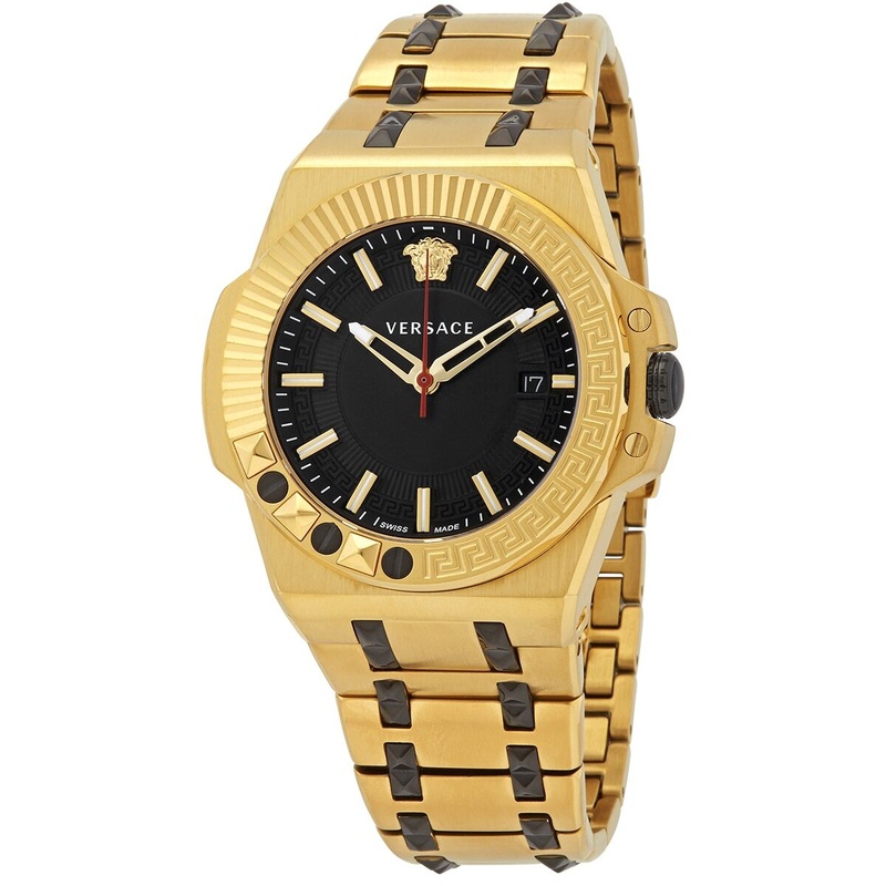 Versace Chain Reaction Quartz Black Dial Men’s Watch VEDY00619