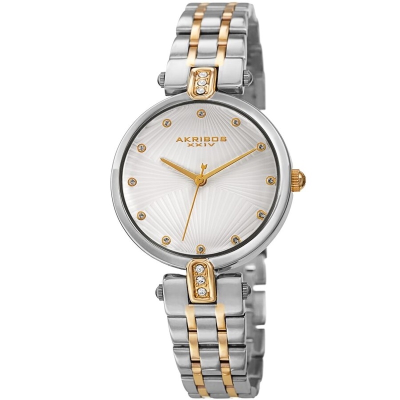 Akribos Xxiv White Dial Two-tone Ladies Watch AK1085TTG