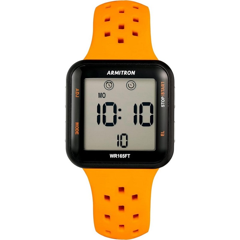 Armitron 40/8417BOR Sport Digital Chronograph Silicone Strap Unisex Watch 38 Gray Resin