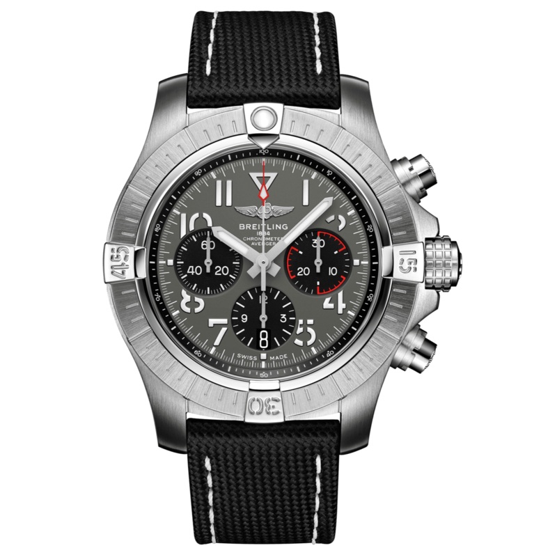 Breitling Avenger B01 Chronograph 45 Anthracite Dial Black Nylon Strap Watch for Men – AB01821A1B1X1