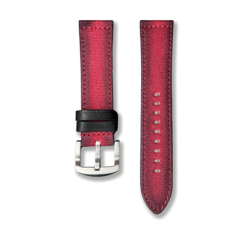 CAVERN 22MM Red Nylon Texture Vegan Leather Strap| Time Access