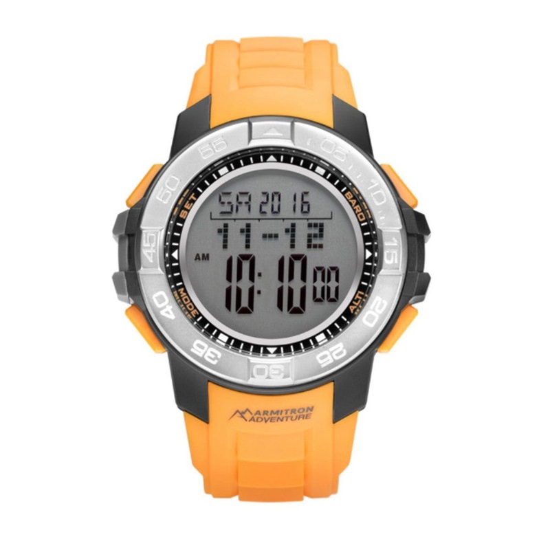 Armitron AD/1011YLW Adventure Sports Digital Multi-Functional Yellow Resin Strap Men’s Watch 52 Grey Stainless Steel