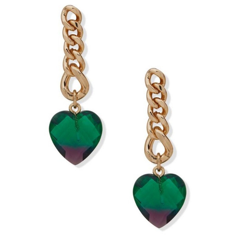 Nine West Jewelry 19G01377 Gold-tone with green acrylic stone Gold Metal Earrings