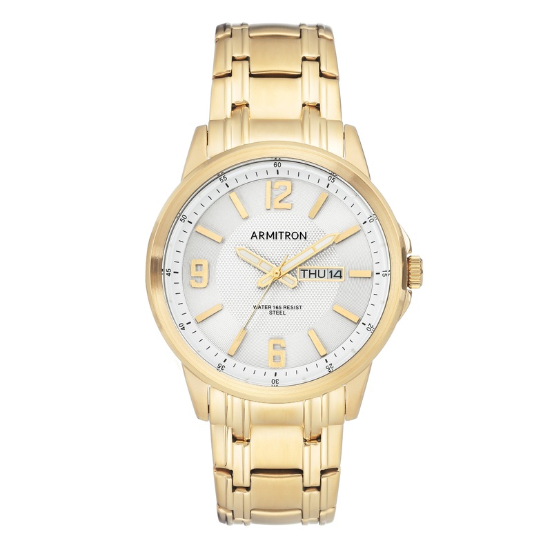 Armitron 20/5295WTGP Gold-tone Men’s Bracelet Watch 42 White Stainless Steel