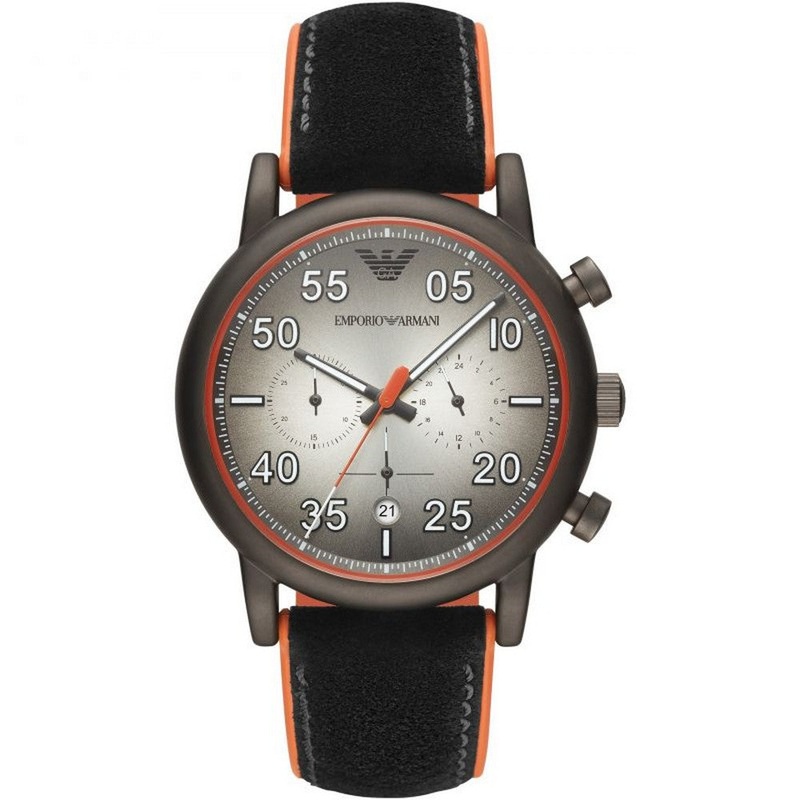 Emporio Armani Chronograph Quartz Watch with Leather Strap AR11174 43 Grey Stainless Steel