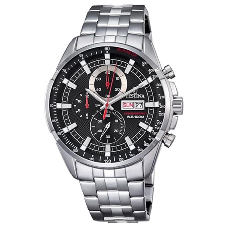 FESTINA F6844/4 Chrono Chronograph Black Dial Men’s Watch 43 Black Stainless Steel