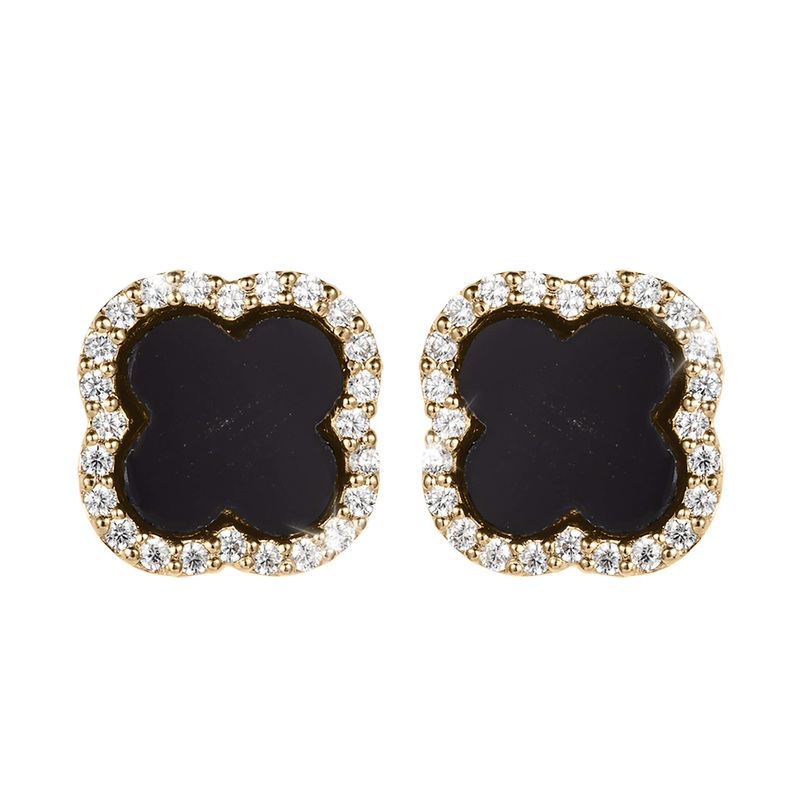 Fortuna Clover Onyx Earrings