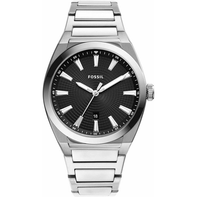 Fossil FS5821  Everett Men’s Watch with Stainless Steel or Leather Band 42 Black Stainless Steel