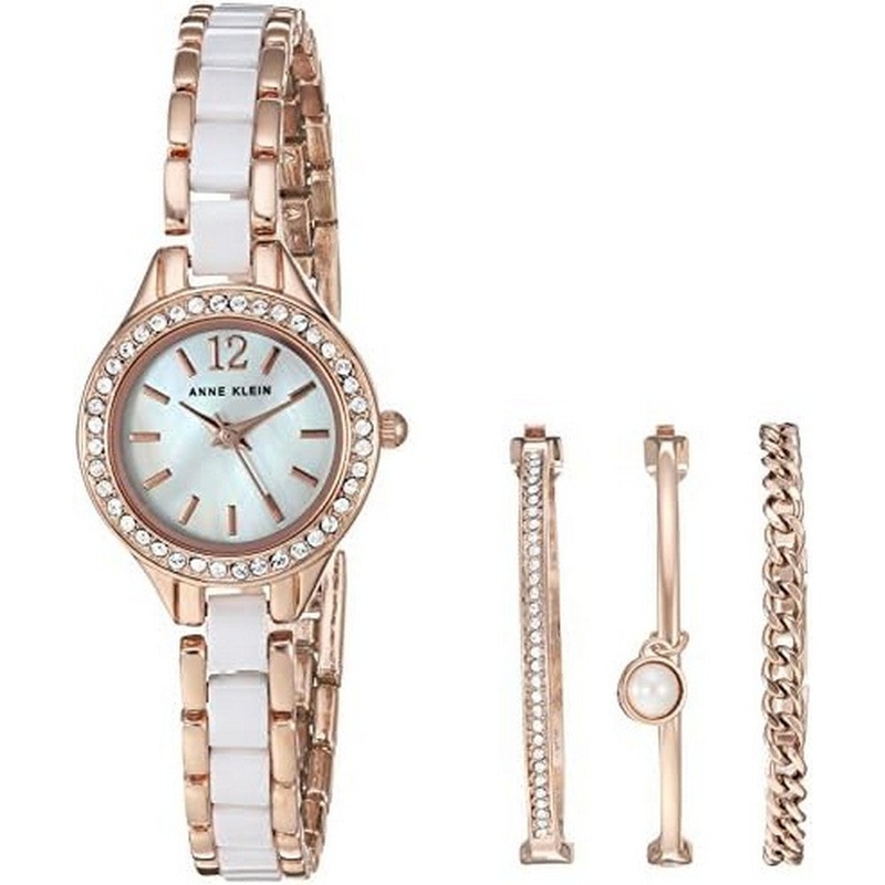 Anne Klein AK/1954RGST Ladies Quartz Watch 22 White Stainless Steel