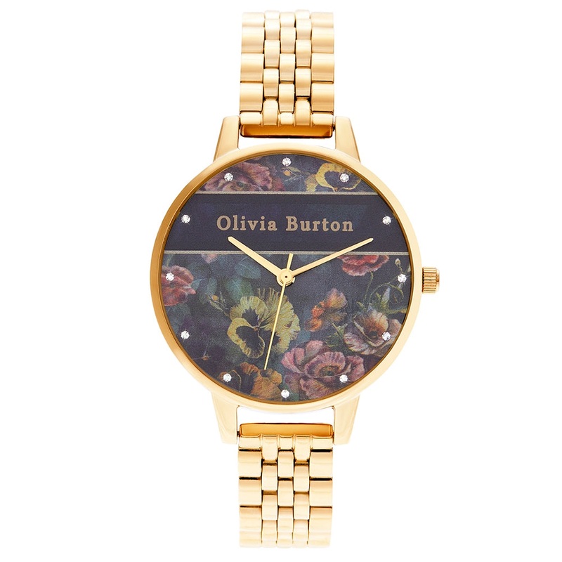 OLIVIA BURTON OB16VS01 Varsity Pale Gold & Black Women’s Bracelet Watch 34 Black Stainless Steel