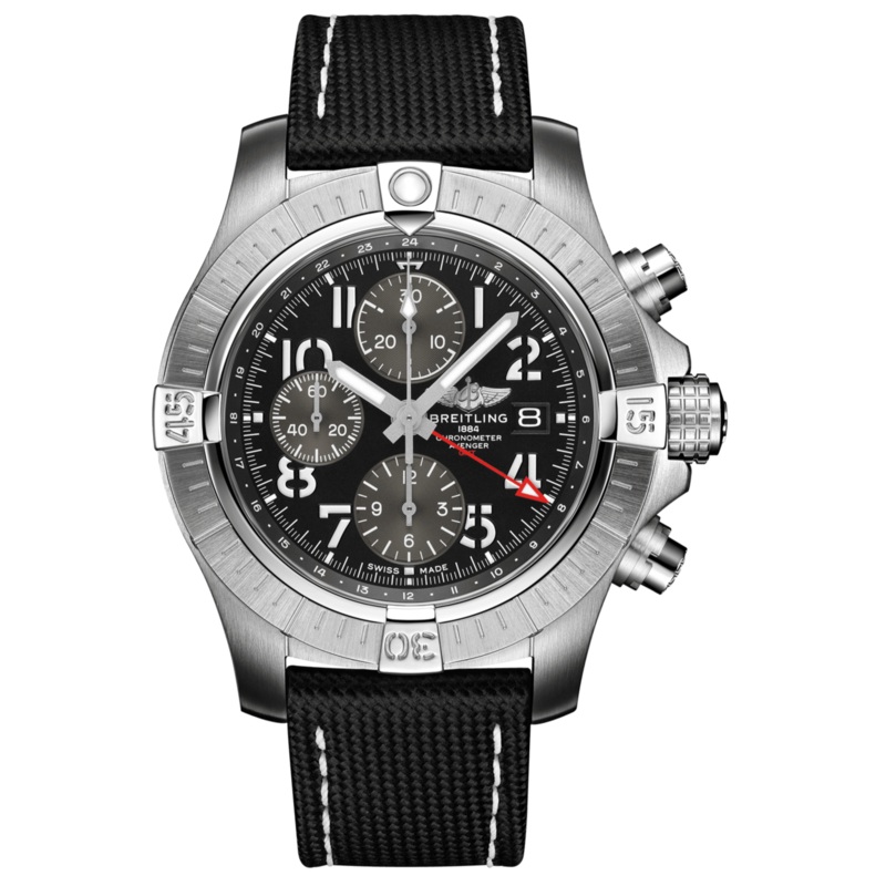 Breitling Avenger B01 Chronograph GMT Black Dial Black Nylon Strap Watch for Men – A24315101B1X1