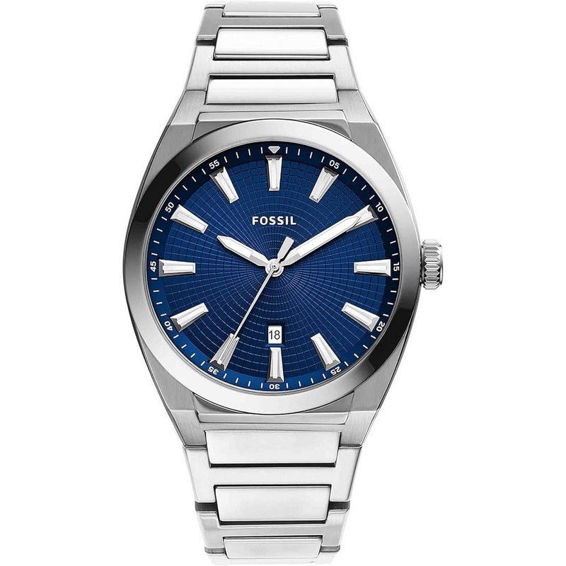 Fossil FS5822 Everett Men’s Watch with Stainless Steel or Leather Band 42 Blue Stainless Steel