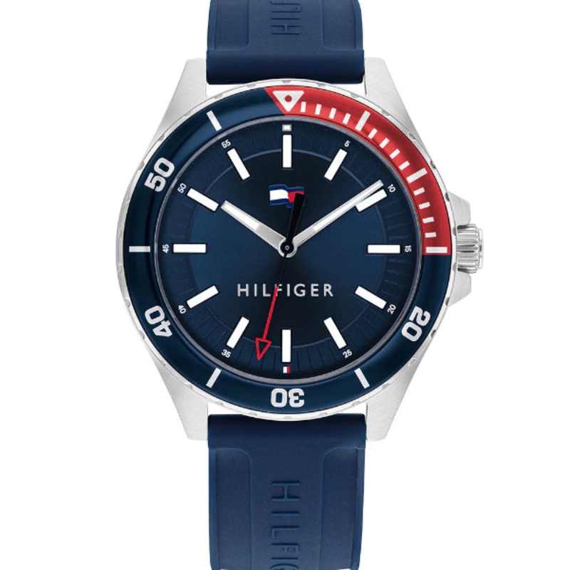 Tommy Hilfiger Logan Blue Silicone Strap Blue Dial Quartz Watch for Gents – 1792009