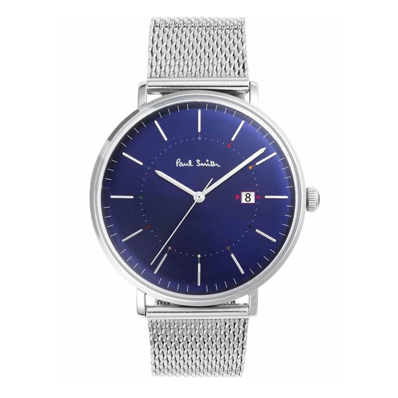 PAUL SMITH P10088 Blue Dial Track Men’s Mesh Watch 42 Blue Stainless Steel