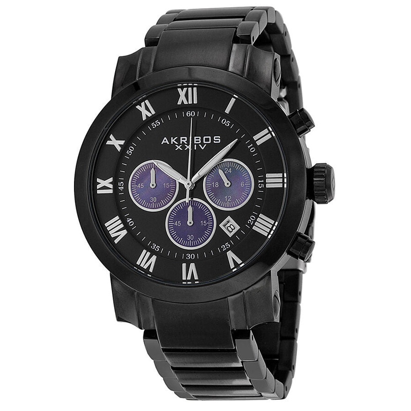 Akribos XxivChronograph Black Dial Black PVD Men’s Watch AK622BK
