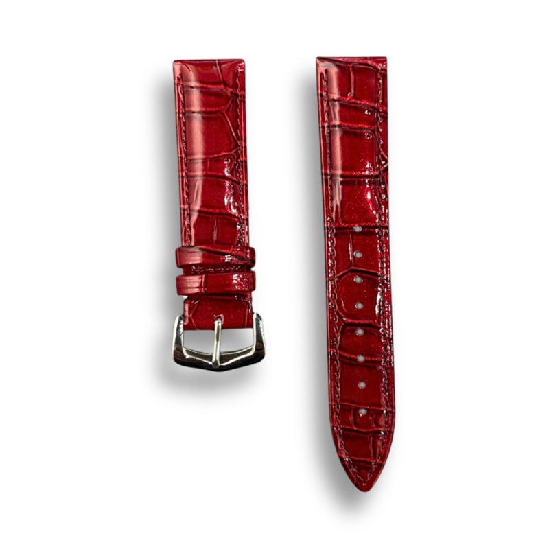 Cavern Crocodile Textured Red Leather Watch Strap | 20MM