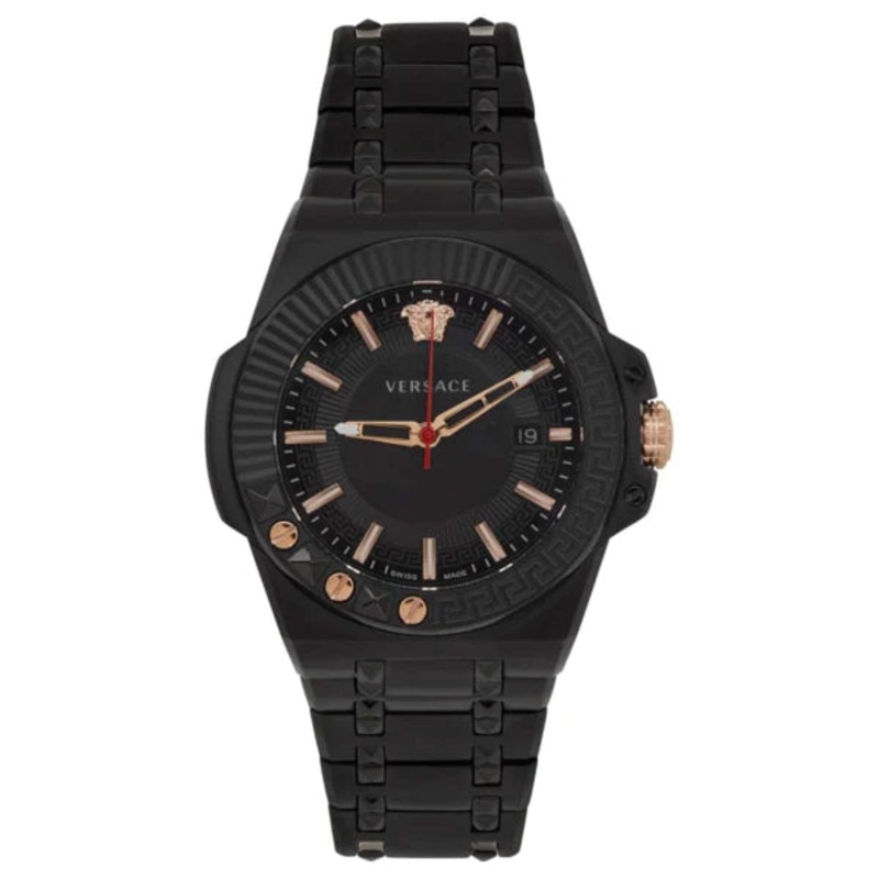 Versace Chain Reaction Black Stainless Steel Black Dial Quartz Watch for Gents – VEDY00719