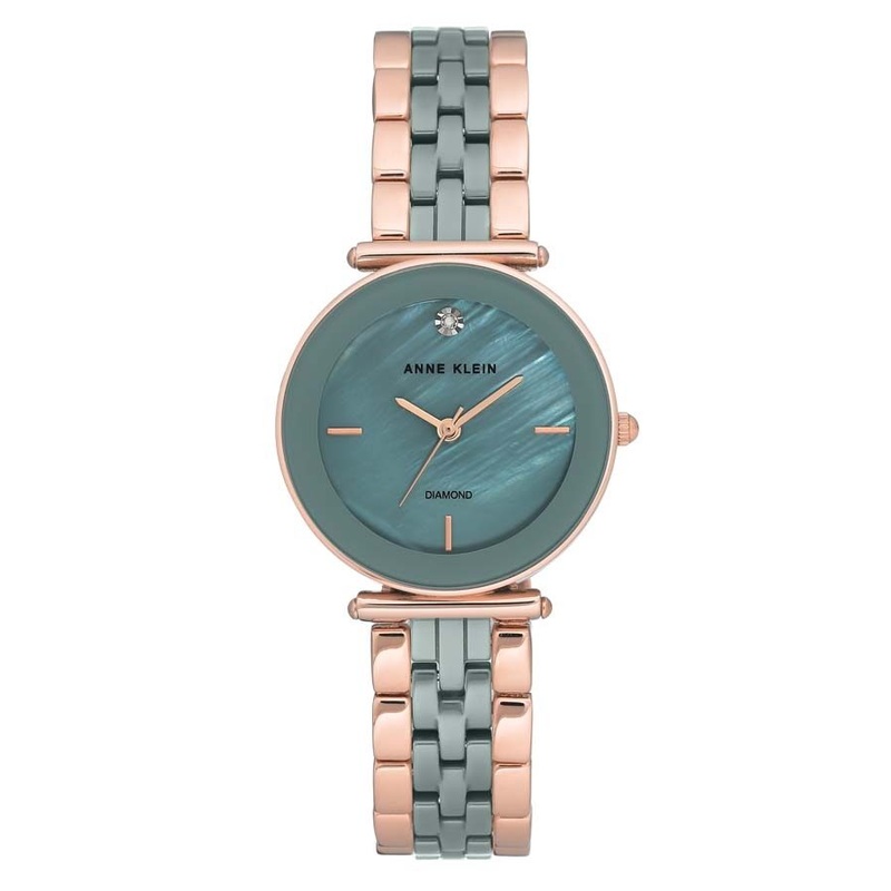 Anne Klein Light Blue Diamond Dial Ladies Watch 3158LBRG