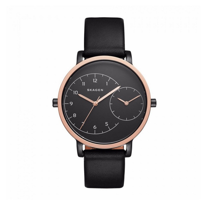 SKAGEN SKW2475 Hagen Black Dial Dual Time Women’s Watch 36 Black Stainless Steel