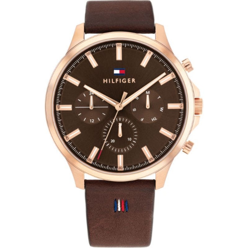 Tommy Hilfiger Ryder Brown Leather Strap Brown Dial Chronograph Quartz Watch for Gents – 1710497
