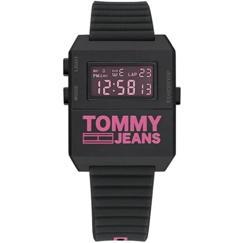 Tommy Hilfiger Tommy Jeans Expedition Black Silicone Strap Pink Dial Quartz Unisex Watch – 1791676