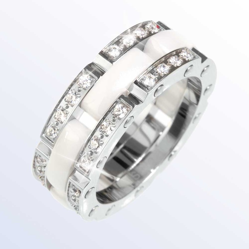 White Ceramic Ladies Ring 6