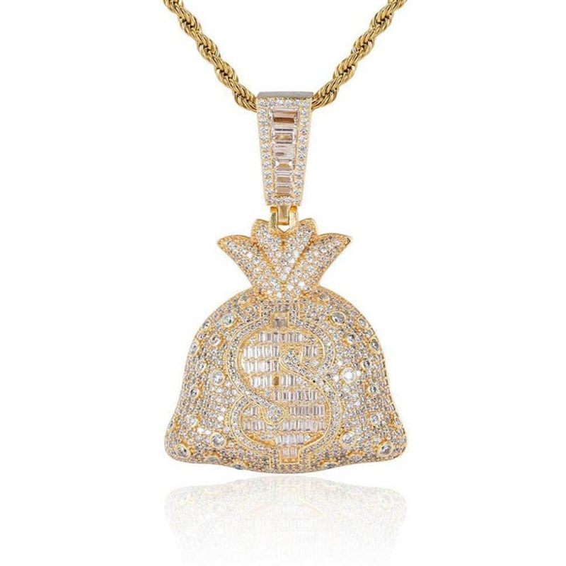Big Daddy Iced Out Dollar Money Bag Pendant