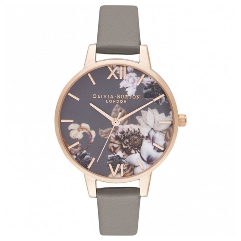 OLIVIA BURTON OB16CS20 Marble Floral Rose Gold & Vegan Leather Women’s Watch 34 White Stainless Steel