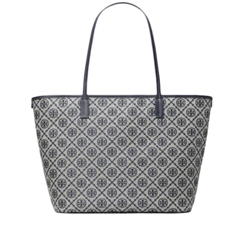 T Monogram Zip Tote Tory Navy – Stylish & Luxury Designer Tote Bag