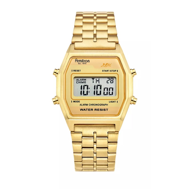 Armitron 40/8474CHGP Digital Watch For Men & Women 39 Gray Stainless Steel