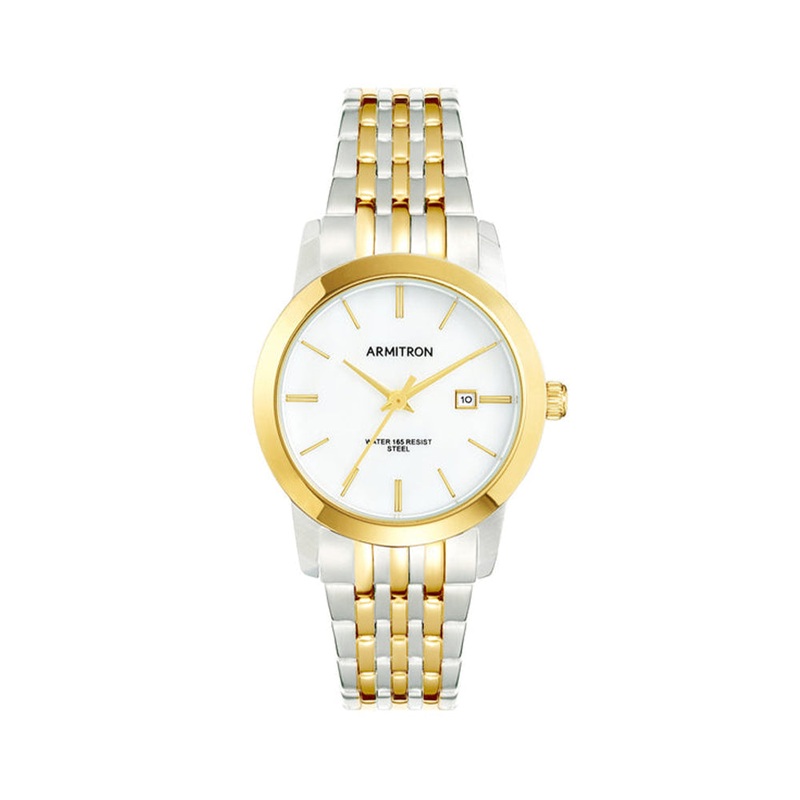 Armitron Women’s Two-Tone Mother of Pearl Dial Watch, AR-75/5824MPTT 30 White Stainless Steel