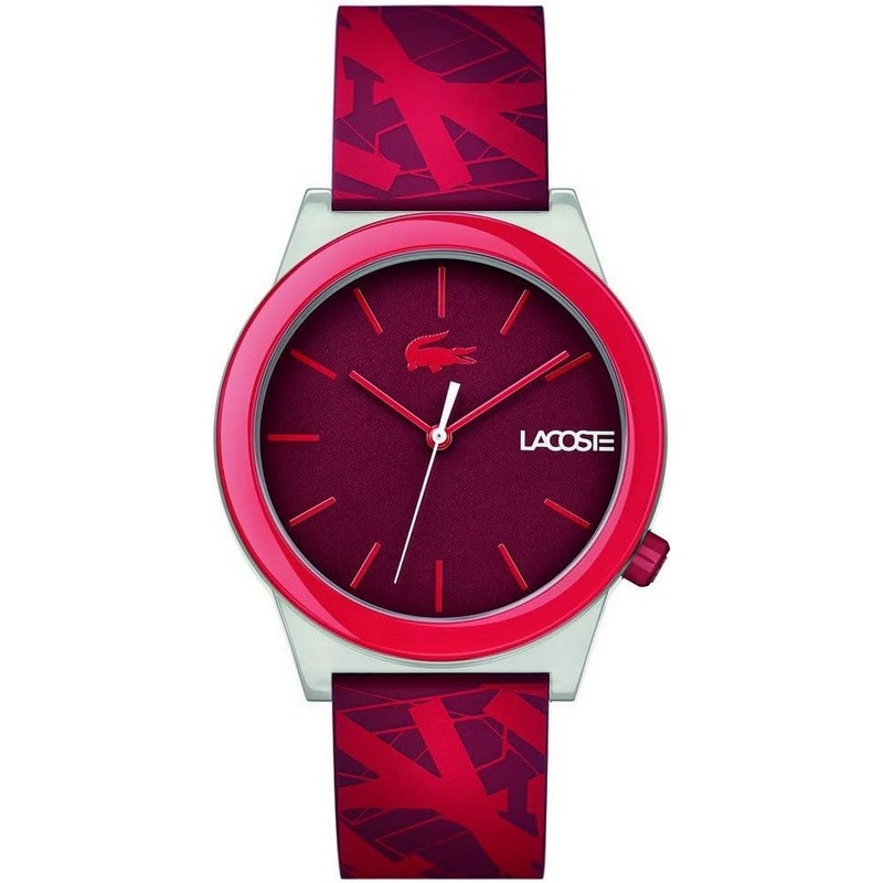 LACOSTE 2010933 Analogue Quartz Red Silicone Men’s Watch 42 Red Stainless Steel