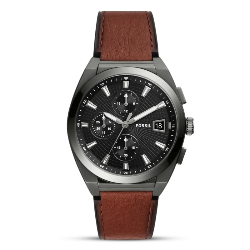 Fossil Everett Analog Grey Dial Brown Belt Men’s Watch-FS5799