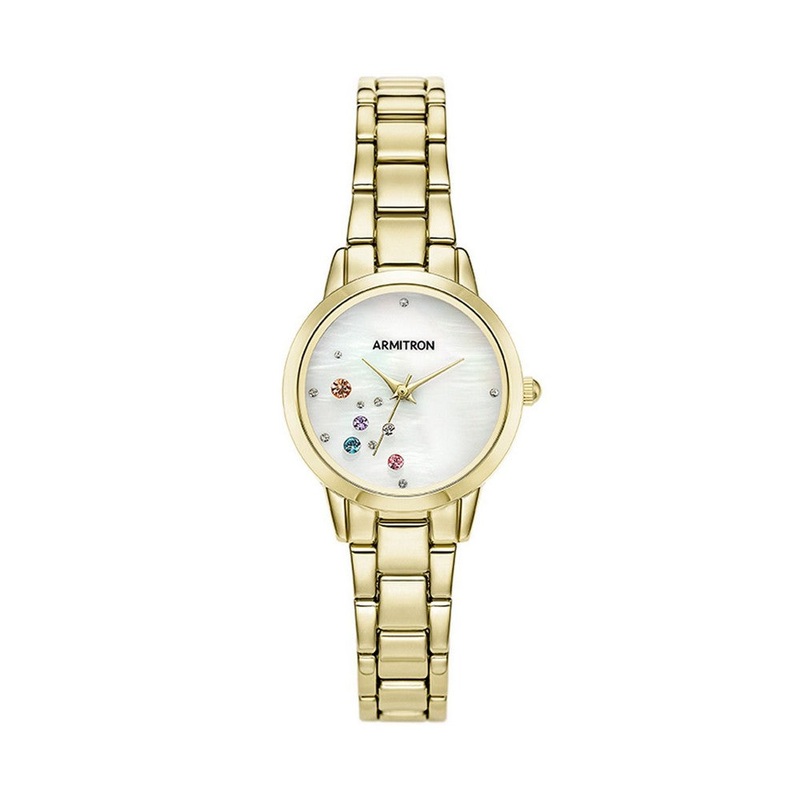 Armitron 75/5747MPCG Vevey Genuine Crystal Accented Women’s Bracelet Watch 28 White Stainless Steel