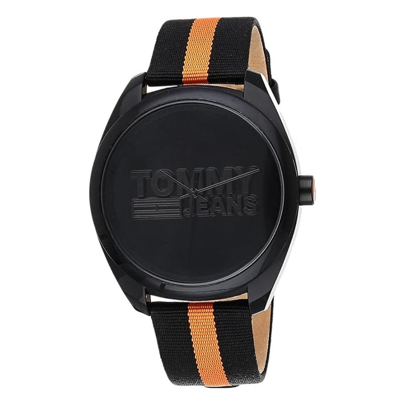 Tommy Hilfiger 1792042 Black Dial Nylon Strap Analogue Quartz Men’s Watch 46mm Black Plastic