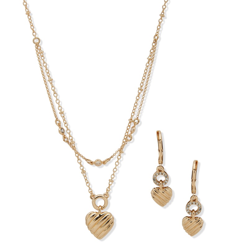 Anne Klein 01S00259 Earring & Necklace Set Gold Brass, Steel Set