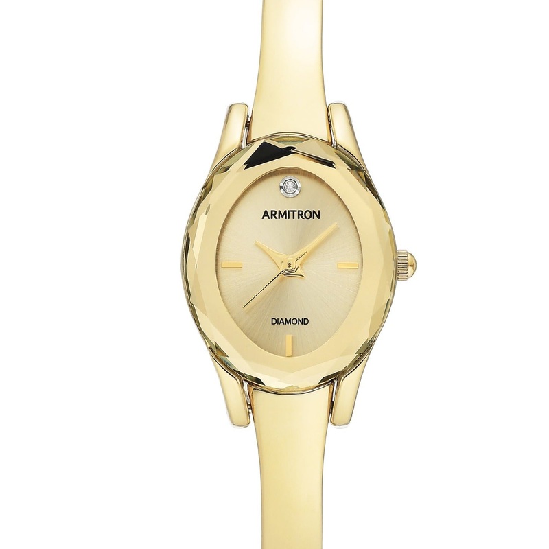 Armitron Women’s Gold-Tone Diamond Dial Bangle Dress Watch