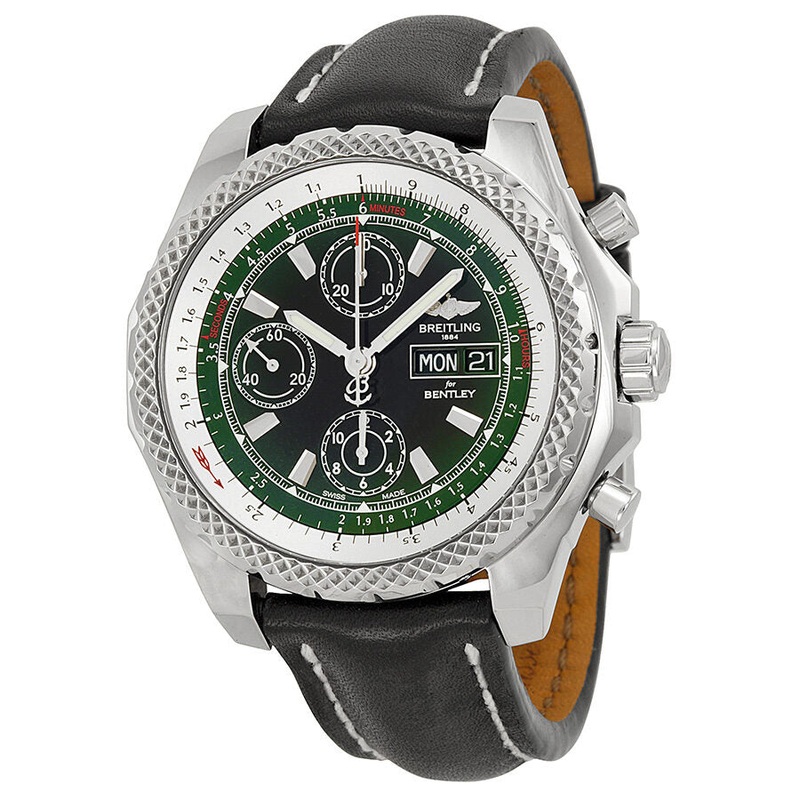 Breitling Bentley GT II Green Dial Black Leather Men’s Watch BKLT A1336512-L520