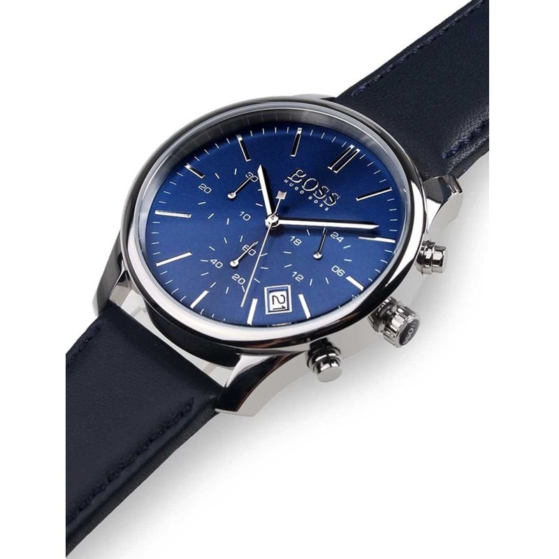 Hugo Boss Men’s 1513431 ‘Time One’ Chronograph Navy Leather Watch
