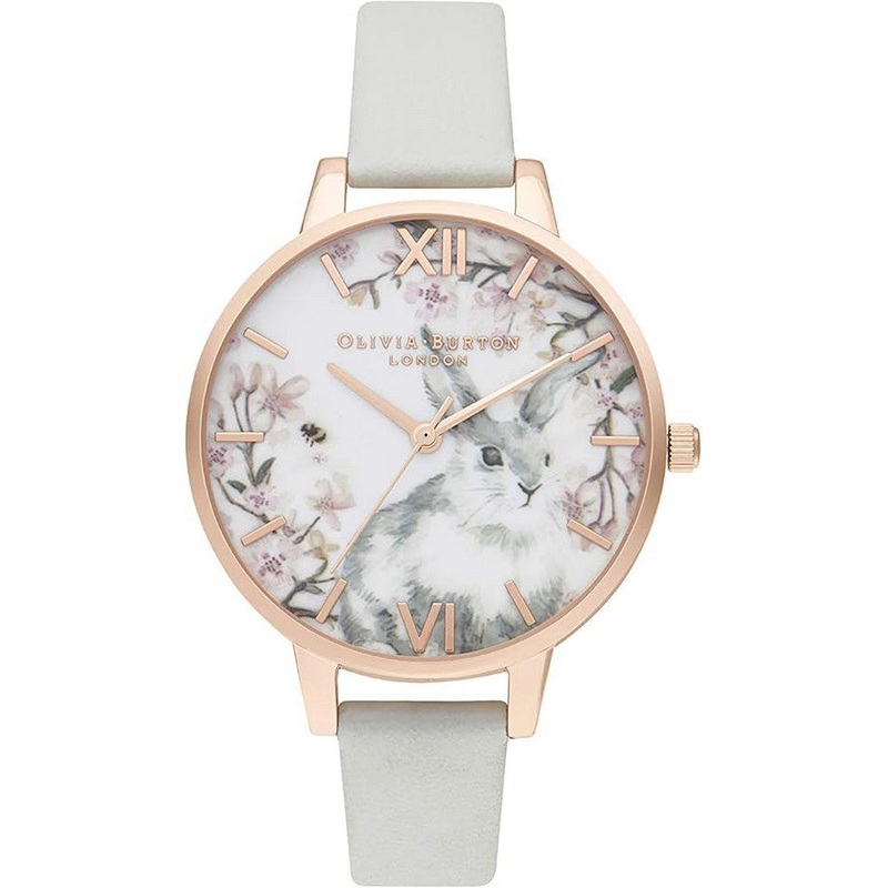 OLIVIA BURTON OB16WL72  Quartz Bunny Demi Vegan Gray Rose Gold Women’s Watch 34 White Stainless Steel