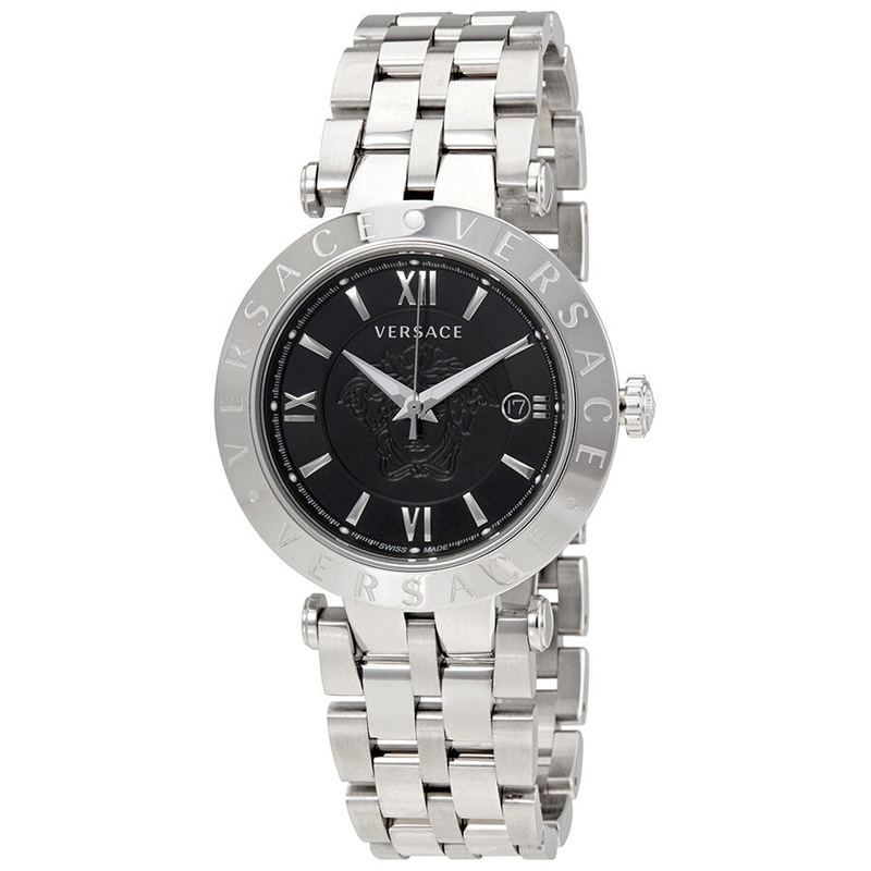Versace V-Race Black Dial Stainless Steel Men’s Watch VCL100017