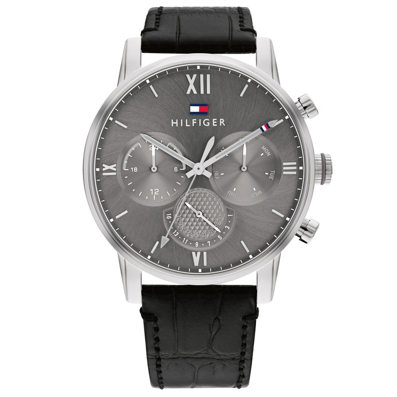 Tommy Hilfiger TH1791883 Men’s Black Leather Strap and Grey Dial Quartz Watch